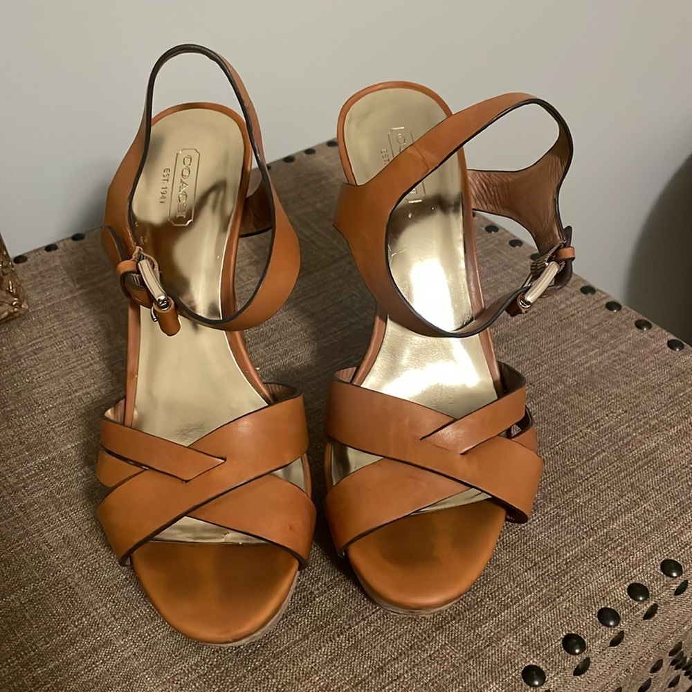 Coach Dani Veg Leather Sandals - Ginger